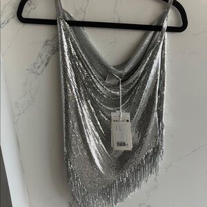 Rabanne H&M Metal-Mesh Top with Fringe